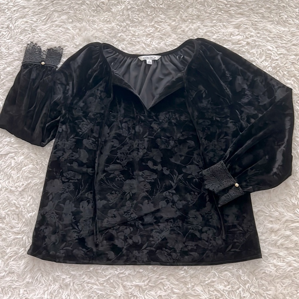 Pioneer Woman Velvet Peasant Top - Picture 11 of 15